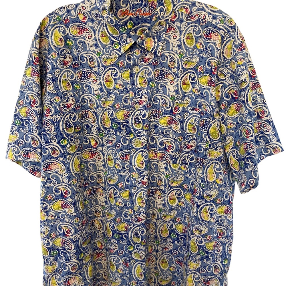 Alan Flusser XL , short sleeve multicolored  paisley shirt